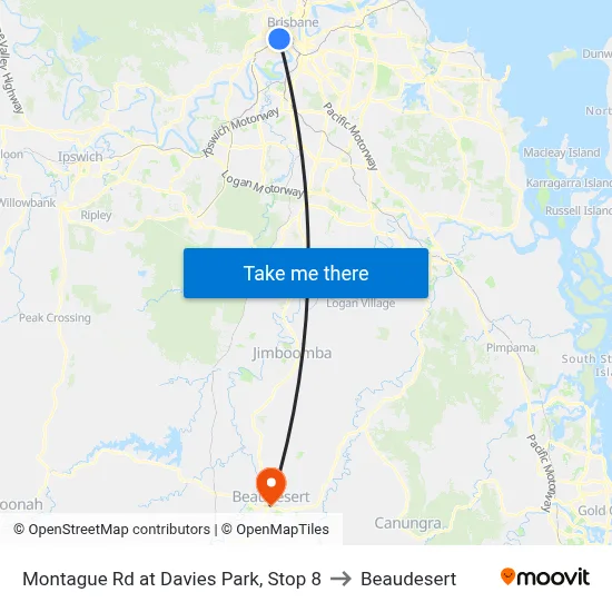 Montague Rd at Davies Park, Stop 8 to Beaudesert map