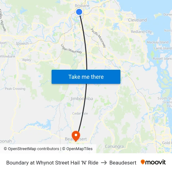 Boundary at Whynot Street Hail 'N' Ride to Beaudesert map