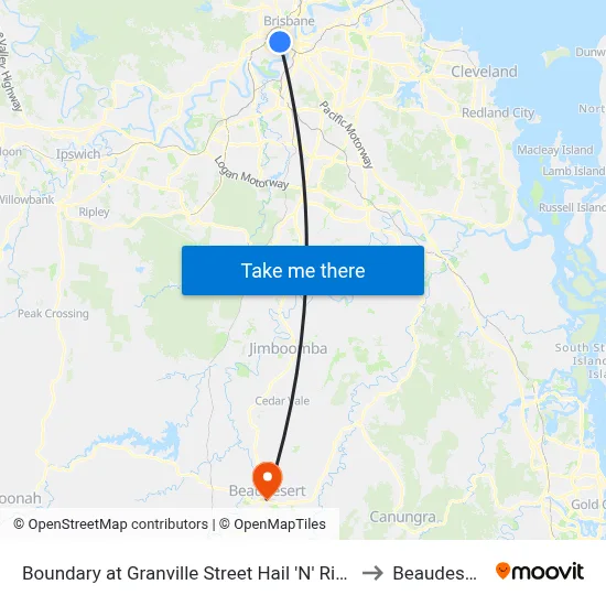 Boundary at Granville Street Hail 'N' Ride to Beaudesert map