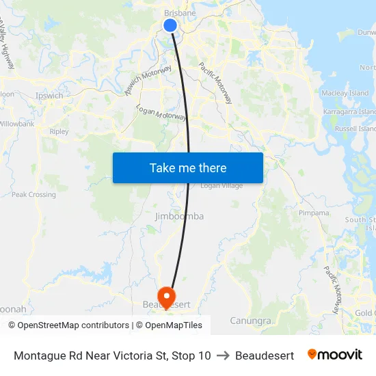 Montague Rd Near Victoria St, Stop 10 to Beaudesert map