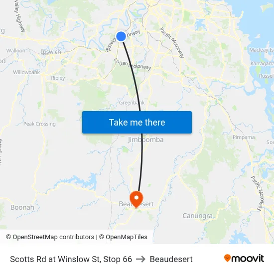 Scotts Rd at Winslow St, Stop 66 to Beaudesert map