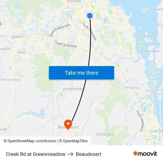 Creek Rd at Greenmeadow to Beaudesert map