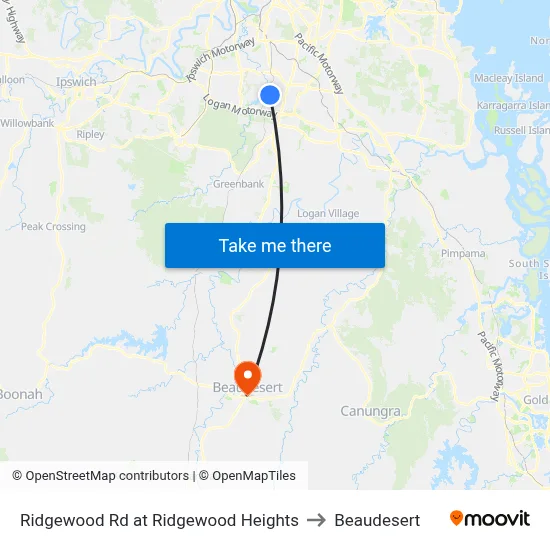 Ridgewood Rd at Ridgewood Heights to Beaudesert map