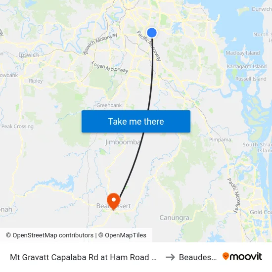 Mt Gravatt Capalaba Rd at Ham Road South to Beaudesert map