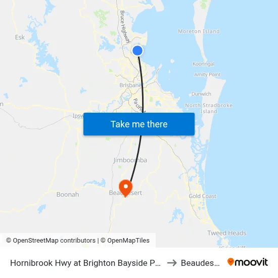 Hornibrook Hwy at Brighton Bayside Park to Beaudesert map