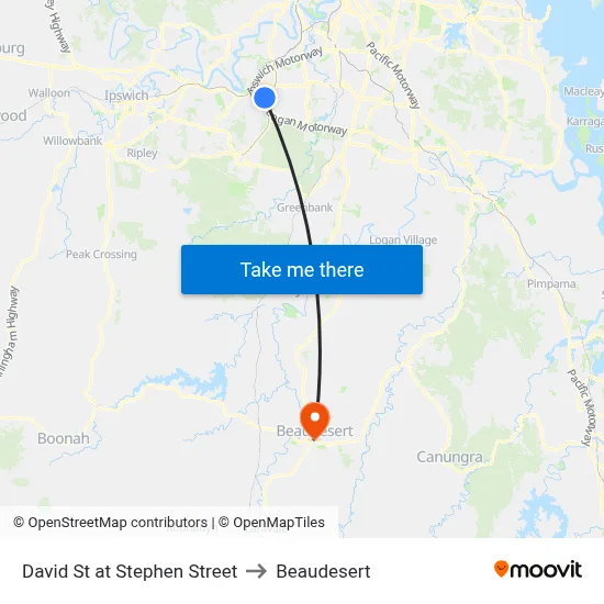 David St at Stephen Street to Beaudesert map