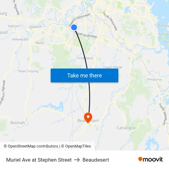 Muriel Ave at Stephen Street to Beaudesert map