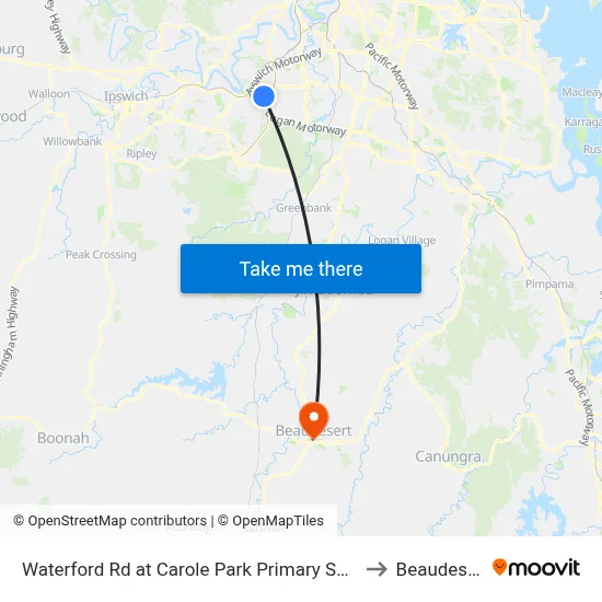 Waterford Rd at Carole Park Primary School to Beaudesert map