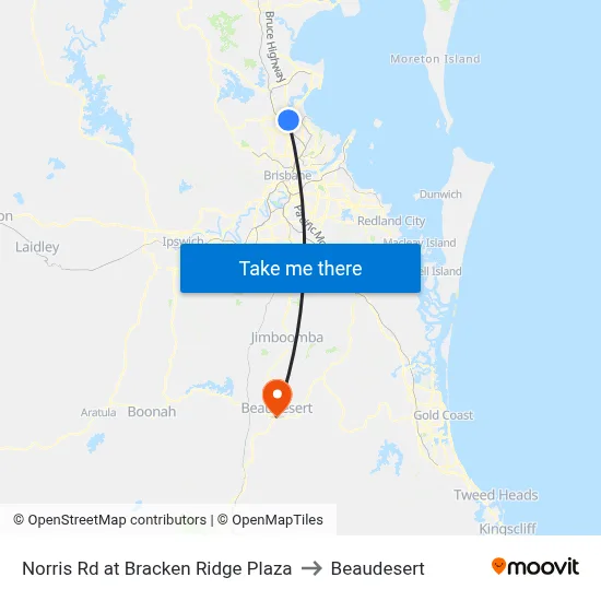 Norris Rd at Bracken Ridge Plaza to Beaudesert map