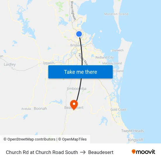 Church Rd at Church Road South to Beaudesert map