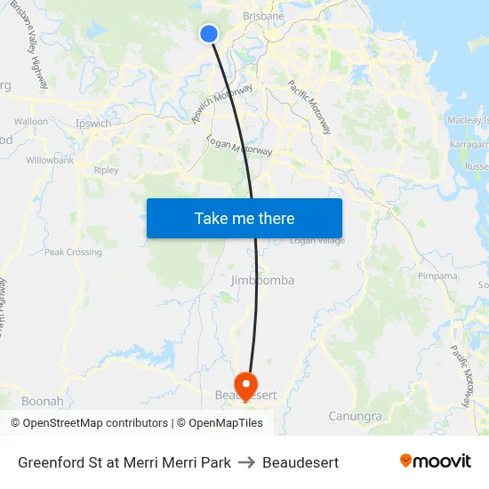 Greenford St at Merri Merri Park to Beaudesert map