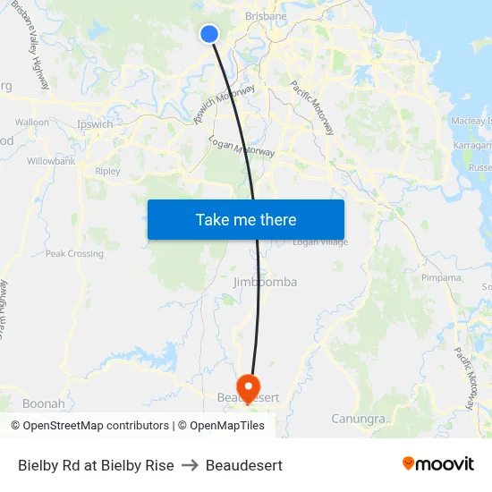Bielby Rd at Bielby Rise to Beaudesert map