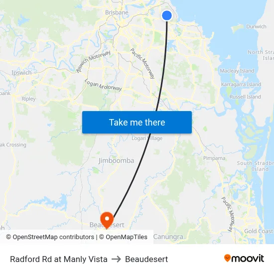 Radford Rd at Manly Vista to Beaudesert map