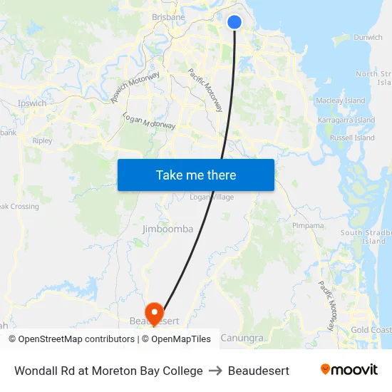 Wondall Rd at Moreton Bay College to Beaudesert map