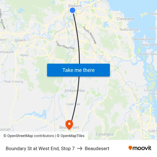 Boundary St at West End, Stop 7 to Beaudesert map