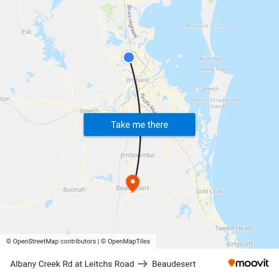 Albany Creek Rd at Leitchs Road to Beaudesert map