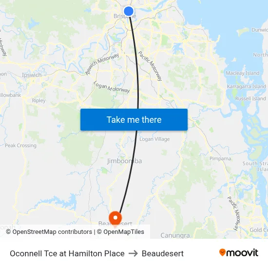 Oconnell Tce at Hamilton Place to Beaudesert map