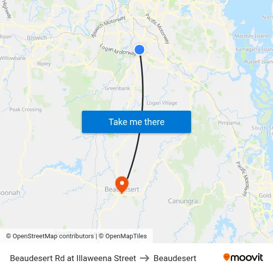 Beaudesert Rd at Illaweena Street to Beaudesert map
