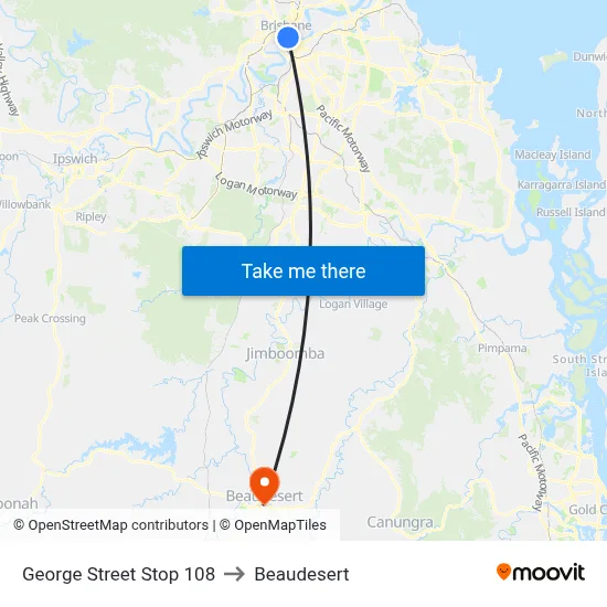 George Street Stop 108 to Beaudesert map
