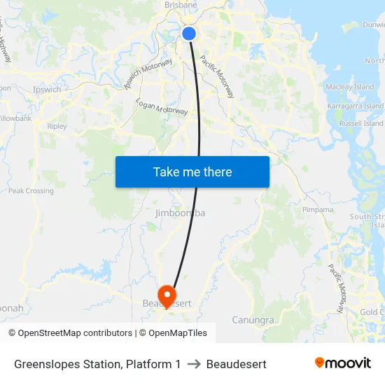 Greenslopes Station, Platform 1 to Beaudesert map