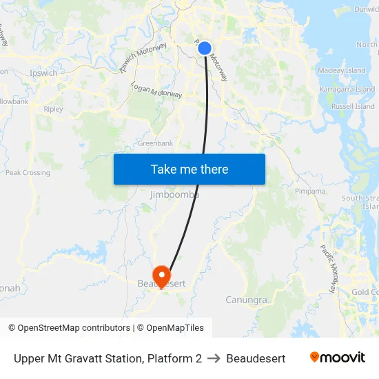 Upper Mt Gravatt Station, Platform 2 to Beaudesert map