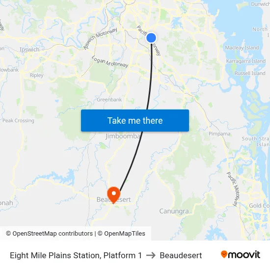 Eight Mile Plains Station, Platform 1 to Beaudesert map