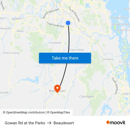 Gowan Rd at the Parks to Beaudesert map