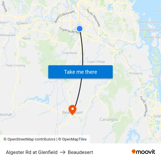 Algester Rd at Glenfield to Beaudesert map