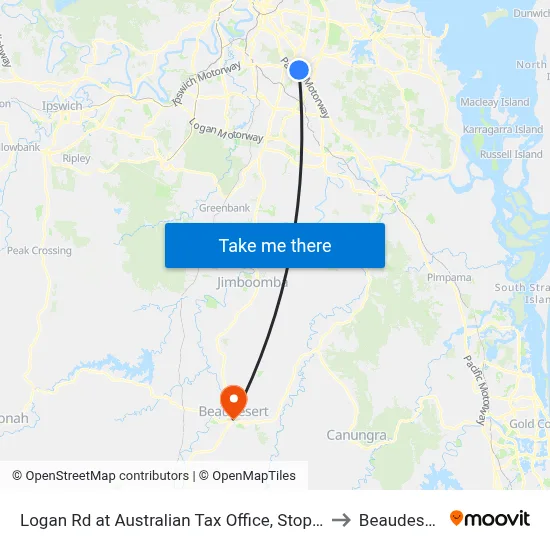 Logan Rd at Australian Tax Office, Stop 80 to Beaudesert map