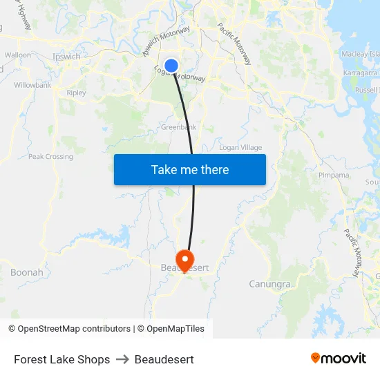 Forest Lake Shops to Beaudesert map