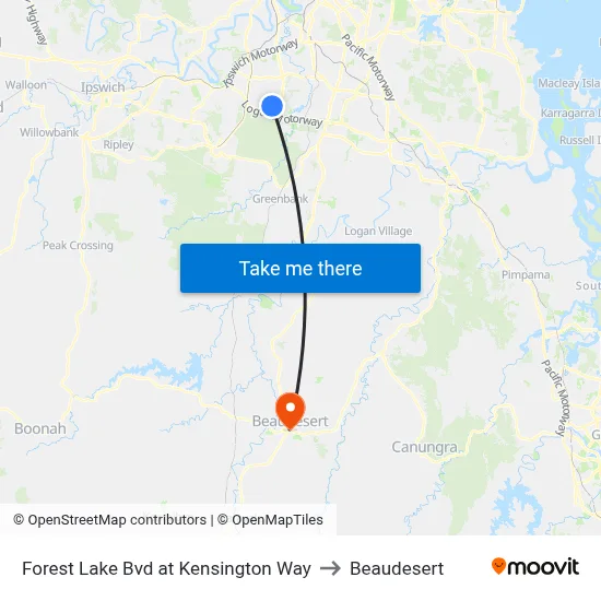 Forest Lake Bvd at Kensington Way to Beaudesert map