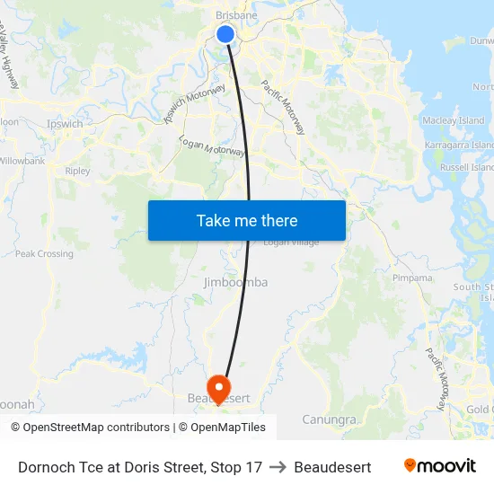 Dornoch Tce at Doris Street, Stop 17 to Beaudesert map