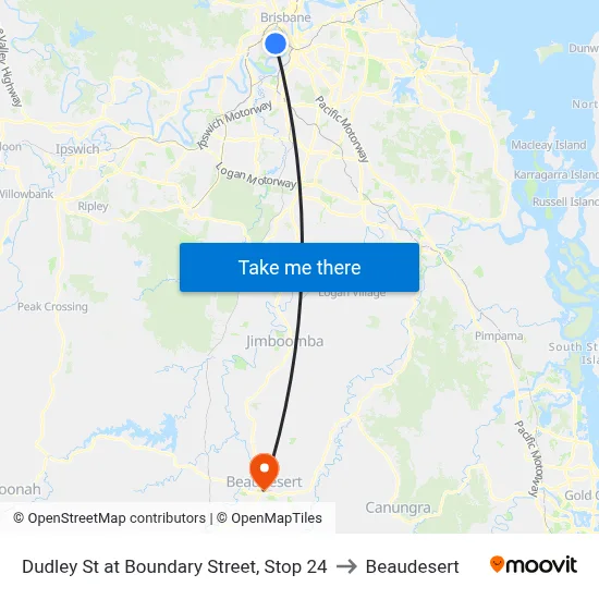 Dudley St at Boundary Street, Stop 24 to Beaudesert map