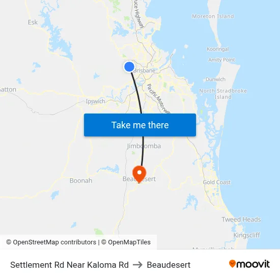 Settlement Rd Near Kaloma Rd to Beaudesert map