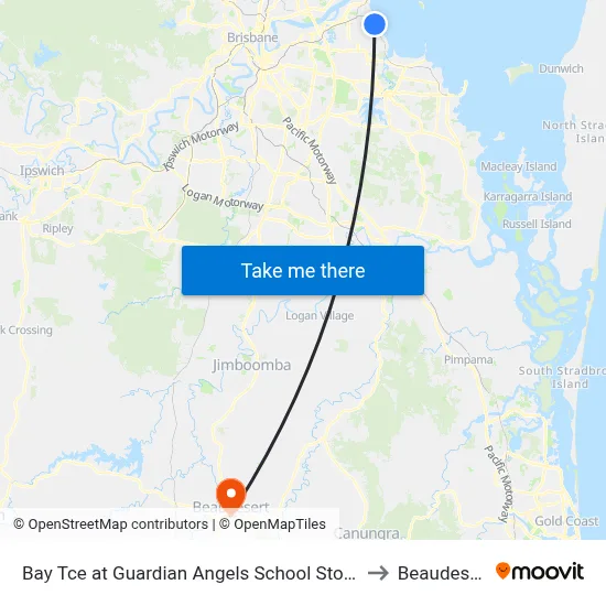 Bay Tce at Guardian Angels School Stop 95 to Beaudesert map