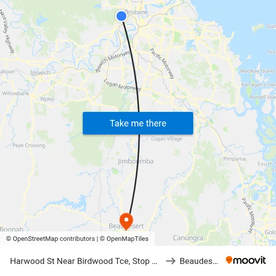 Harwood St Near Birdwood Tce, Stop 28a to Beaudesert map