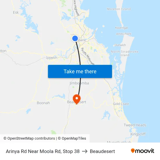 Arinya Rd Near Moola Rd, Stop 38 to Beaudesert map