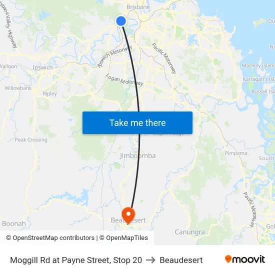 Moggill Rd at Payne Street, Stop 20 to Beaudesert map