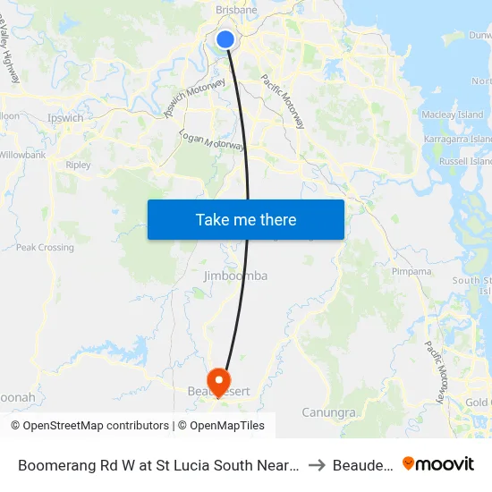 Boomerang Rd W at St Lucia South Near Hawken Dr to Beaudesert map