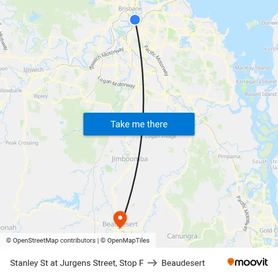 Stanley St at Jurgens Street, Stop F to Beaudesert map