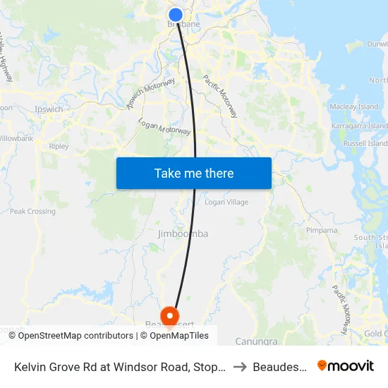 Kelvin Grove Rd at Windsor Road, Stop 16 to Beaudesert map