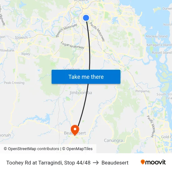 Toohey Rd at Tarragindi, Stop 44/48 to Beaudesert map
