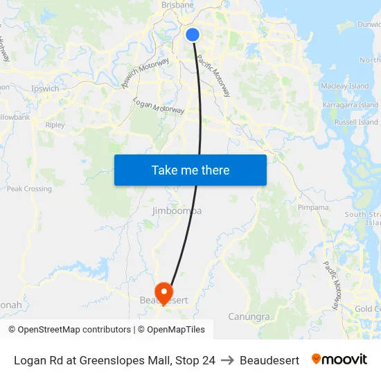 Logan Rd at Greenslopes Mall, Stop 24 to Beaudesert map