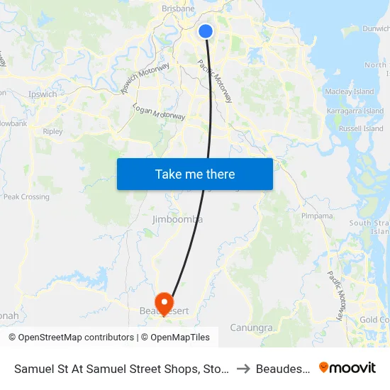 Samuel St At Samuel Street Shops, Stop 41 to Beaudesert map