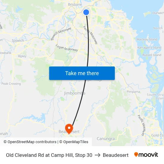 Old Cleveland Rd at Camp Hill, Stop 30 to Beaudesert map