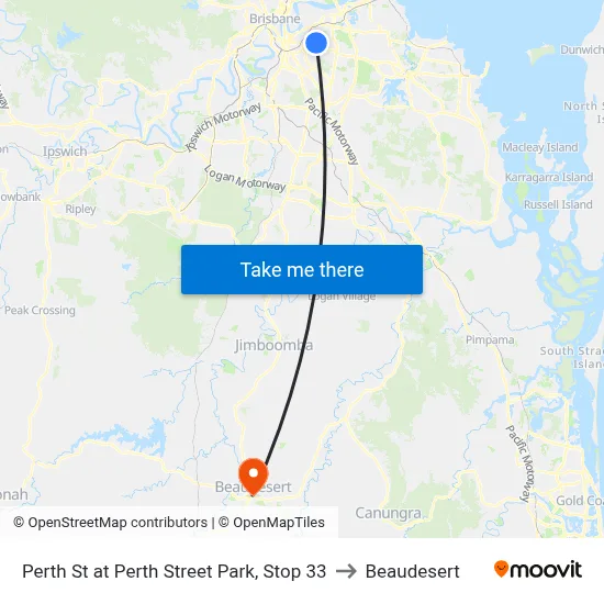 Perth St at Perth Street Park, Stop 33 to Beaudesert map