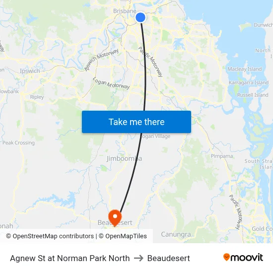 Agnew St at Norman Park North to Beaudesert map