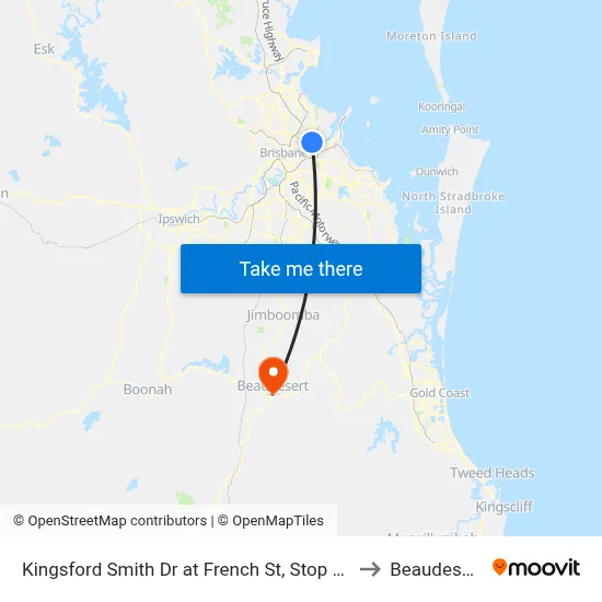 Kingsford Smith Dr at French St, Stop 40 to Beaudesert map
