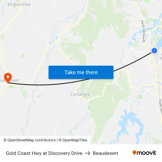 Gold Coast Hwy at Discovery Drive to Beaudesert map