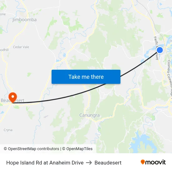 Hope Island Rd at Anaheim Drive to Beaudesert map